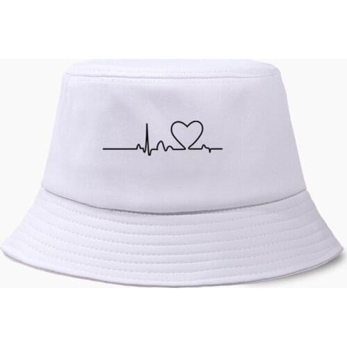 Mountain Heartbeat Funny Love Bucket Hat Cap Men Womens Bob Hip Hop Panama Summer Lady Fisherman Cotton Hats Outdoor Sun Caps