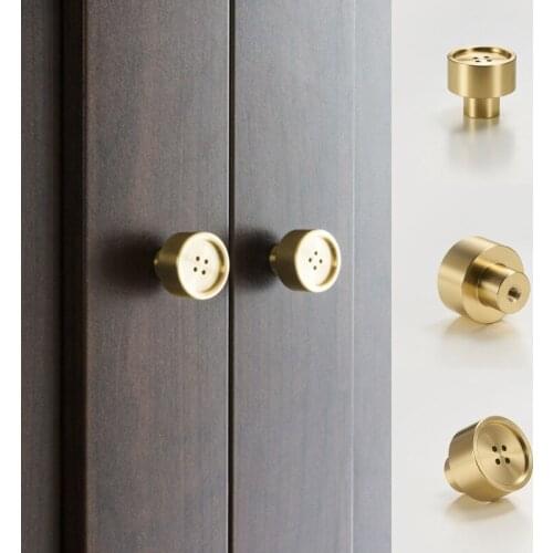 New Button Style Brass Handle Round Small Handle Gold Pure Copper Nordic Simplicity Creative Design