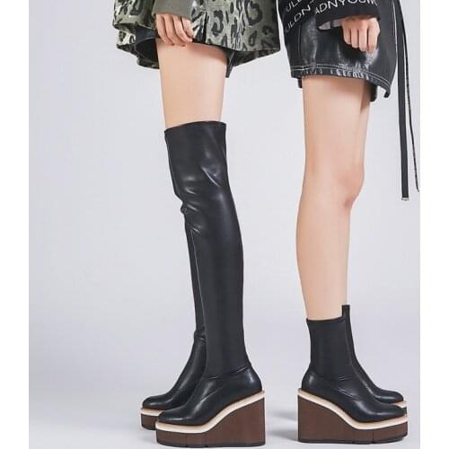 New 2020 brand women boots shoes sexy high heels platform black over the knee high boots club dance long boots women winter shoe