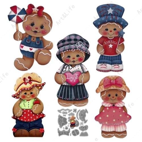 2021 New Metal Cutting Dies Gingerbread Boys And Girls Christmas Card Stencils Making Scrapbooking Paper Cards Embossing Cut Die