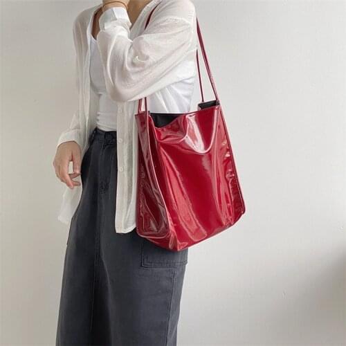 FUNMARDI Fashion Women Bags Soft Patent Leather Shoulder Bags Casual Female Shopping Totes Bags Large Capacity Handbags WLHB2385