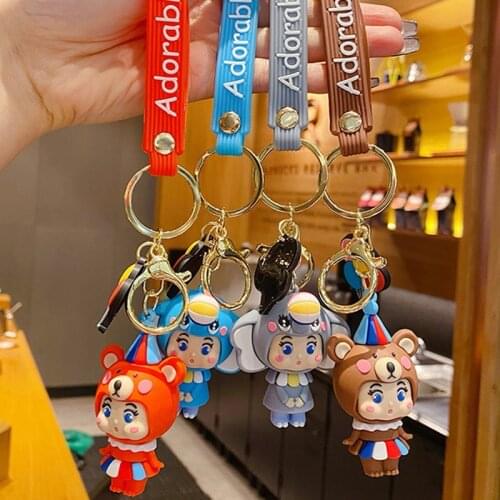 New Cartoon Key Chain PVC Circus Elephant Bear Funny Toy Keychain Car Key Ring Birthday Gifts For Children