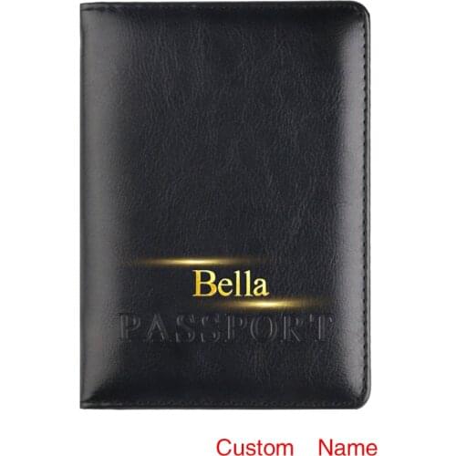 Customized Travel Leather Passport Holder Cover Engraved Name Women Men Card Holder Wallet Business Card Soft Passport Cover