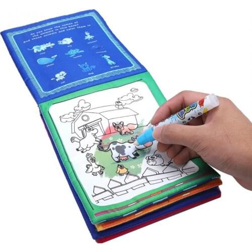 0-3 Years Portable Novel Magic Painting Cloth Book with Water Painting Pen for Kid Intelligence Learn Picture Cognize Cloth Book