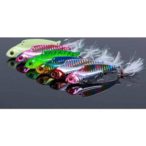 1pcs Vib Lure Metal Jigging 28g New Long Cast Metal Sea Wolf VIB Gear Lure Bait 28g Feather Blood Trough Fishing Gear