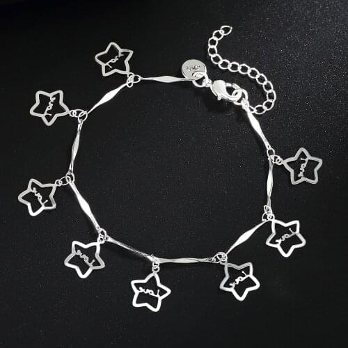 Factory direct Cute star Chain 925 sterling Silver Bracelets for Women Fashion classic Wedding Party Christmas Gift fine Jewelry