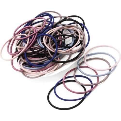 100PCS High Elasticity Nylon Hair Ties Bands Hairties Ponytail Holders for Women Girls Ladies Home Daily Party Use Random Colors