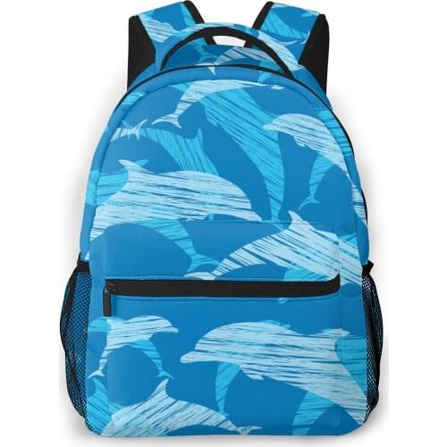 2021 OLN Travel Backpacks Dolphins Pattern Girl Backpack For Women Large Capacity School Bag For Teenage