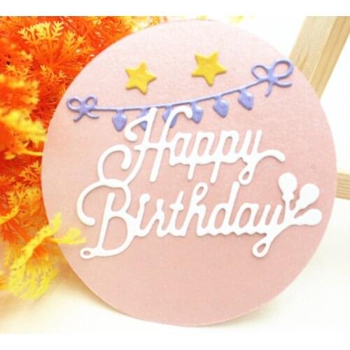 Happy Birthday Phrase Balloon Metal Cutting Dies For Scrapbooking Craft Die Cut Card Making Embossing Stencil