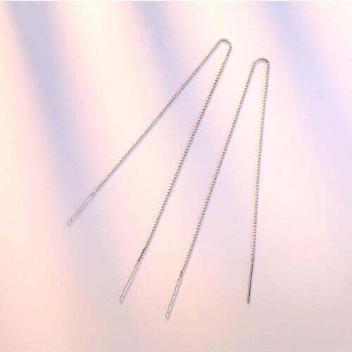 925 Sterling Silver Hot Sell Simple Long Tassel Drop Earrings Box Chain Earrings For Women Party Jewelry Lovers Gifts S-E76