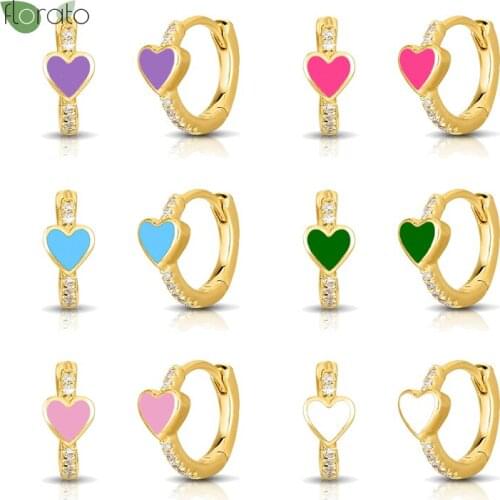 925 Silver Ear Buckle Zircon Childlike Heart Accessories Hanging Buckle Earrings For Women Mini Hoop Earrings Wedding Jewelry