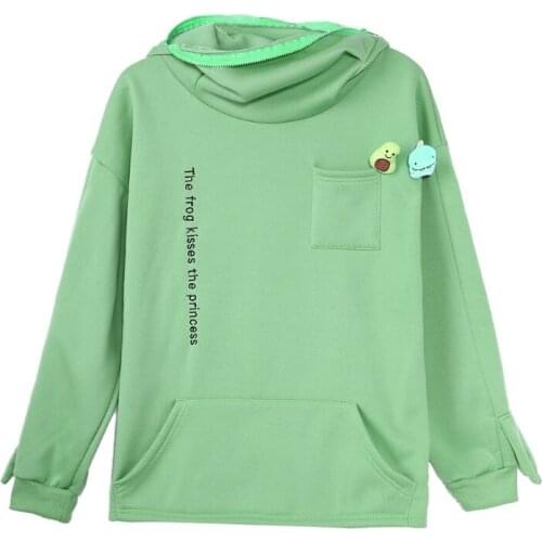 Unisex Long Sleeve Oversized Sweatshirt Cute Frog Stuffed Toys Hoodie Tunic Tops F42F
