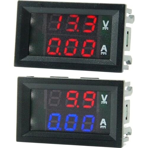DC 7-110V 10A 50A 100A Voltmeter Current meter Amp Volt Gauge Dual LED Display