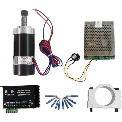 55mm cnc spindle clamp 400w DC 24V Air Cooling Spindle motor 3.175mm cnc cutter tools for PCB CNC Engraving Machine