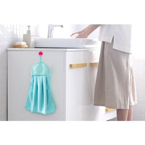 1PC Kitchen Cartoon Thick Hanging Cloth Soft Plush Dishcloths Microfiber Bathroom Hand Towel Absorbent Cleaning Cloth OK 0604