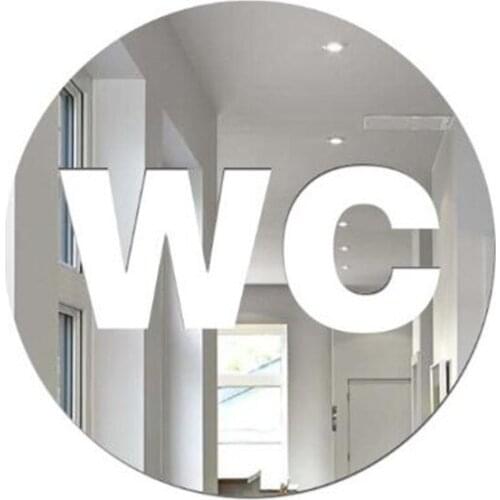 1 Pcs WC Door Sign Mirror Wall Stickers Self-adhesion Acrylic Sticker For Home Decoration Acrylic Bathroom Mirror Stickers