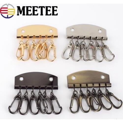 4pcs 6 Hooks Metal Patchwork Key Sewing Ring Holders Metalware DIY Wallet Bag Handmade Sewing Leather Key Chain Ring Hook Buckle
