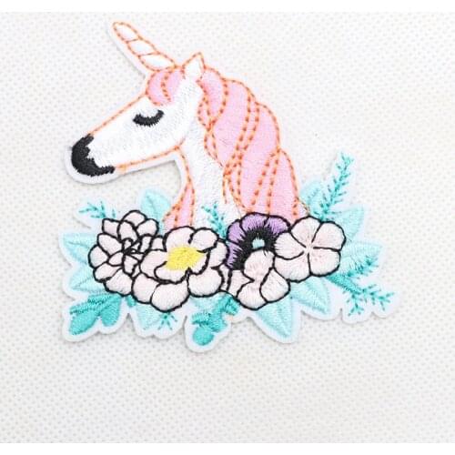 5pcs/set Unicorn Patches Iron On Sewing Embroidered Animal Applique for Jacket Clothes Stickers Badge DIY Apparel Accessories @Q