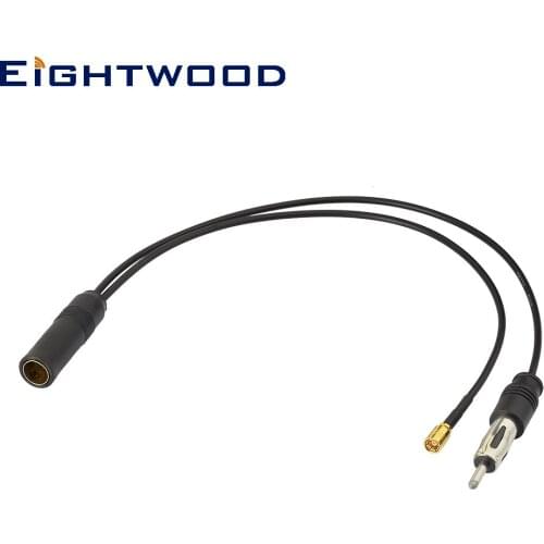 Eightwood DAB Car Aerial Splitter SMB Din Female Pigtail RG174 Cable30cm for AM/FM DAB+ Radio Pioneer Clarion Kenwood Alpine JVC