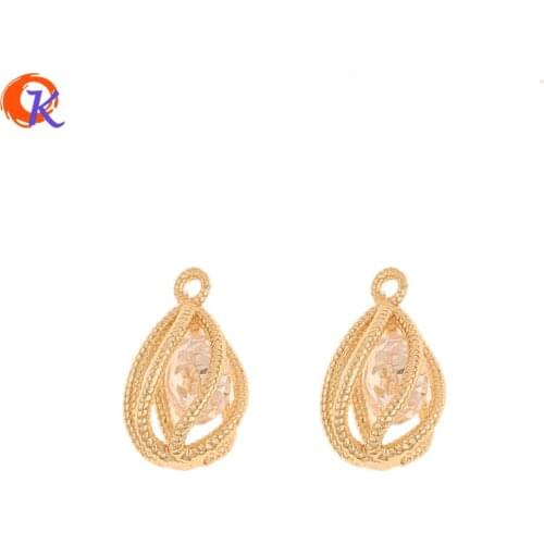 Cordial Design 30Pcs 7*13MM Jewelry Accessories/DIY Making/CZ Charms/Genuine Gold Plating/Hand Made/Pendant/Earring Findings