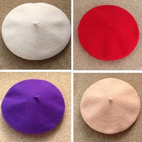 Lady spring Autumn Winter Berets Hat Painter style hat Women Wool Vintage Berets Solid Color Caps Female Bonnet Warm Walking Cap