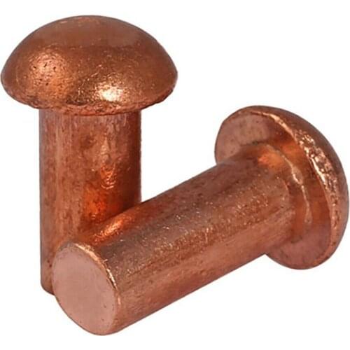 2Pcs-50Pcs Red Copper Solid Round Head Rivet Fasteners Bolts For Electronic Machinery GB867 M2 M2.5 M3 M4 M5 M6 M8