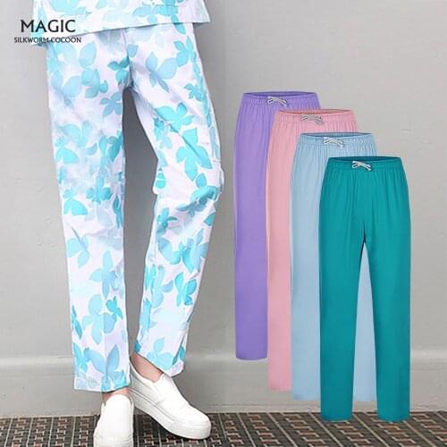 New Nursing Uniform Work Pants Elastic Waist Pants Women Beauty Salon Peeling Pants SPA Clinical Pants Laboratory SPA Care