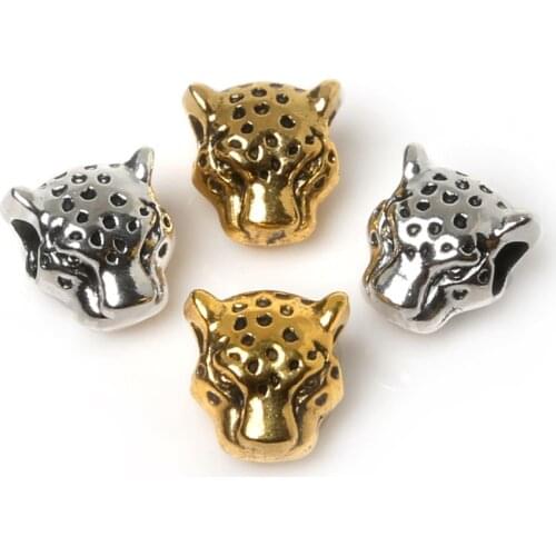 New Fashion Charms Beads 10Pcs/lot Antique Gold Silver Color Lion Leopard Head Charms Beads Fit Making Bracelet DIY