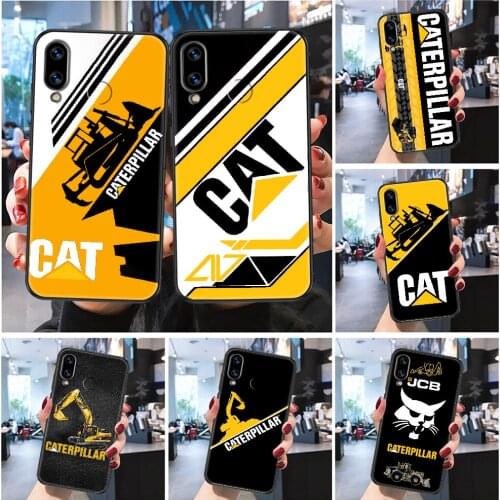CAT Caterpillars excavat machinery Phone case For Huawei P Mate P10 P20 P30 P40 10 20 Smart Z Pro Lite 2019 Frosted black 3D
