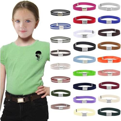 Color Mixing Toddler Belt Elastic Adjustable Stretch Unisex Belts Silver Square Buckle 2019 Hot Sale Cinturón Mujer All Season