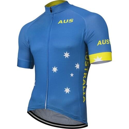 Australia 2020 Men Cycling Jersey Blue Bike Road Mountain Race Short Sleeve Tops Racing clothing Breathable