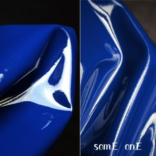 Mirror PU Patent Leather Dark blue Waterproof DIY Patches Cosplay Decor Props Bags Stage Coat Dress Designer Leather Fabric