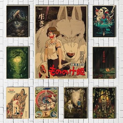 Hayao Miyazaki Mononoke Hime Roadside Shop Vintage Bar Cafe Art Home Decorating Painting Living Room Bedroom Wall Stickers