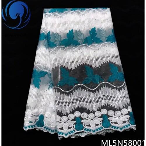 Beautifical French lace fabrics 2019 New embroidery nigerian style net lace fabric with stones 15yards french lace ML5N580