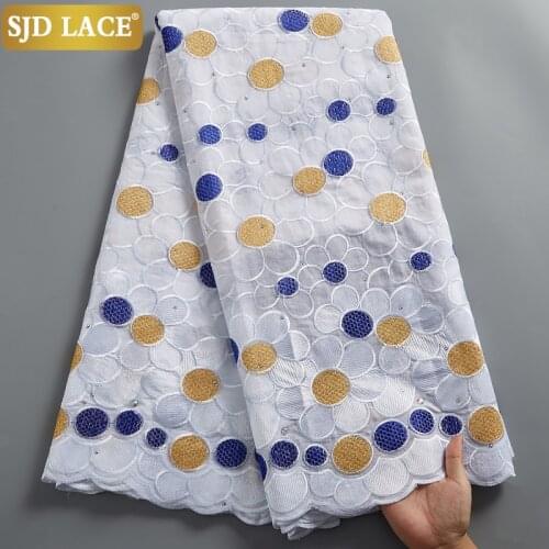 SJD LACE Tissu African Lace Fabric 100%Cotton Embroidery Dubai Style Swiss Voile Lace In Switzerland Bridal Materials Sew A2448