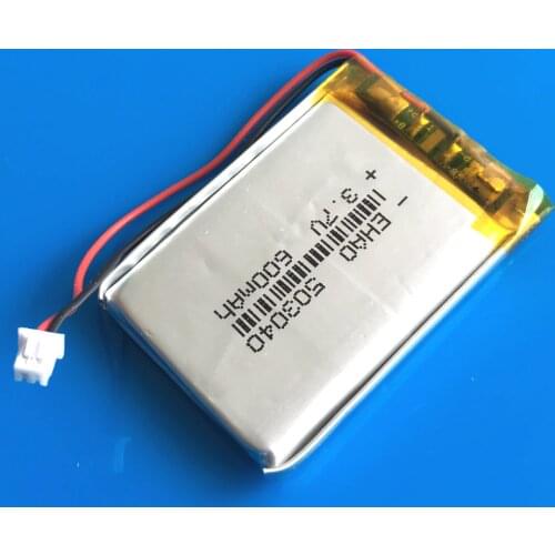 3.7V 600mAh 503040 rechargeable battery JST 1.25mm lipo polymer lithium battery for MP3 GPS DVD bluetooth recorder ebook camera