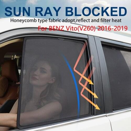 4PCS/Set Or 2PCS/Set Magnetic Car Side Window SunShades Mesh Shade Blind For BENZ Vito V260 2016 2017 2018 2019 Car Curtain
