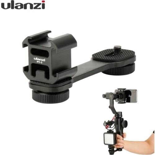 Ulanzi PT-3 Metal Extension Bar 3 Cold Shoe Mounts for Zhiyun Smooth 4/DJI OSMO/Vimble 2 Gimbal LED Light BY-MM1 Microphone