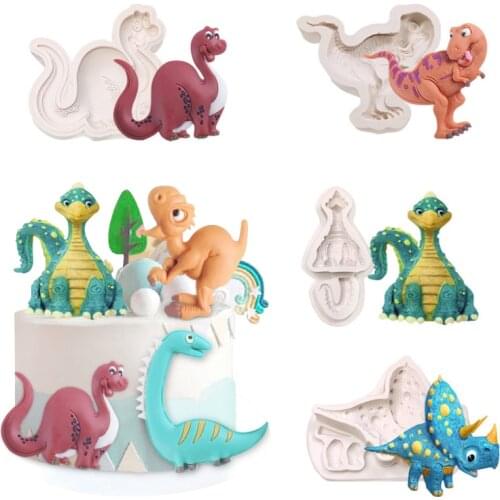 Cartoon dinosaur chocolate silicone mold 13 kinds of dinosaur cake fondant biscuit mold DIY childrens cake decoration tools