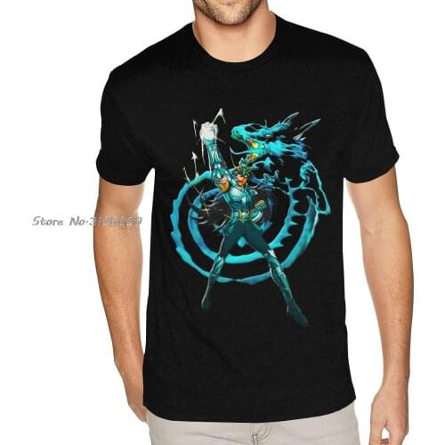 Logo The Knights Of The Zodiac Shiryu Dragon Saint Seiya Tee Shirts Custom Cotton Short Sleeve Mens Black Tee Shirt