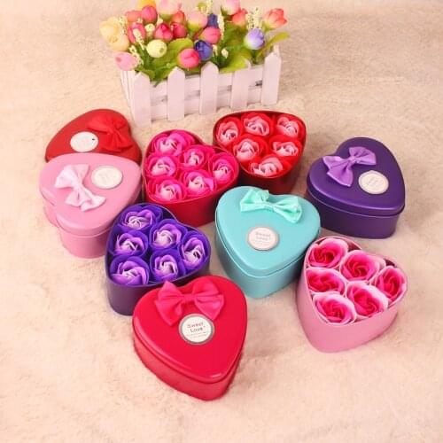 Flower Soap Rose Soap 6Pcs Heart Scented Bath Body Petal Rose Flower Soap Case Wedding Decoration Gift Festival Box #40