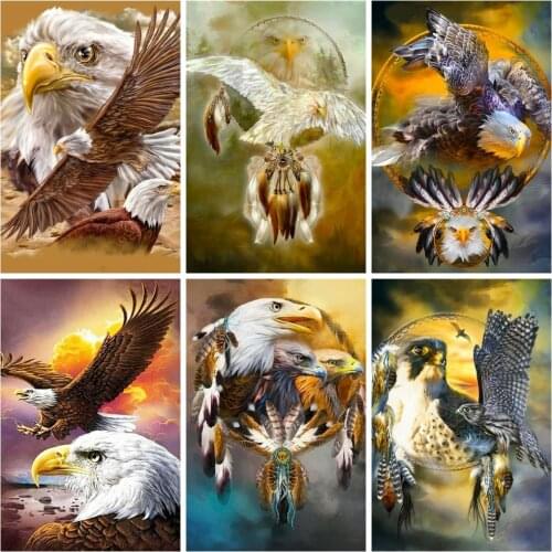 Huacan 5D Diamond Painting New Eagle Full Diamond Mosaic Embroidery Kit Animals Paintings For Interior Decoration For Home