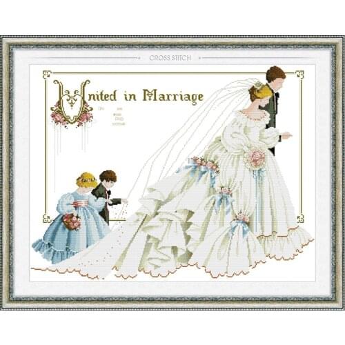 92X77cm 11CT Stamped Printed Cross Stitch,Sets For Embroidery Kit Full Cross-Stitching Cotton & Silk Floss European Wedding