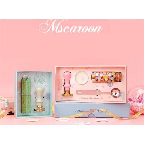 Custom Stamps Wax Seal Kit DIY Macaron Stamp Set for Sealing Beads Sets Envelope Wedding Package Journal Gifts Postcard Stamping