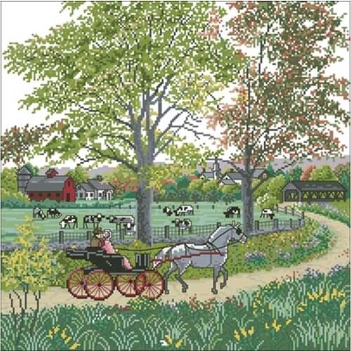 On the way patterns Counted Cross Stitch 11CT 14CT 18CT DIY Chinese Cross Stitch Kits Embroidery Needlework Sets