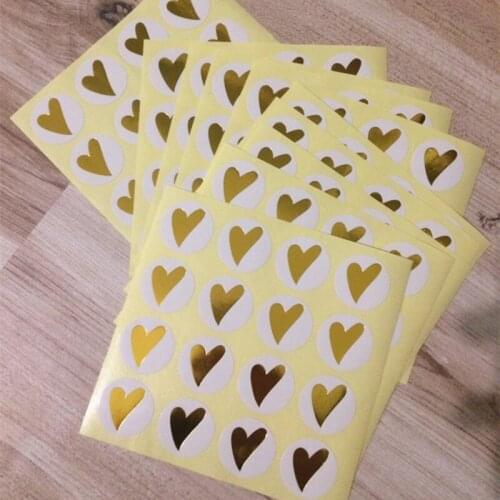 160pcs Round Bronzing Heart Gift Seal Label Adhesive Seal Sticker Packaging Gift Box Sticker Candy Kraft Paper Sticker Wrapping