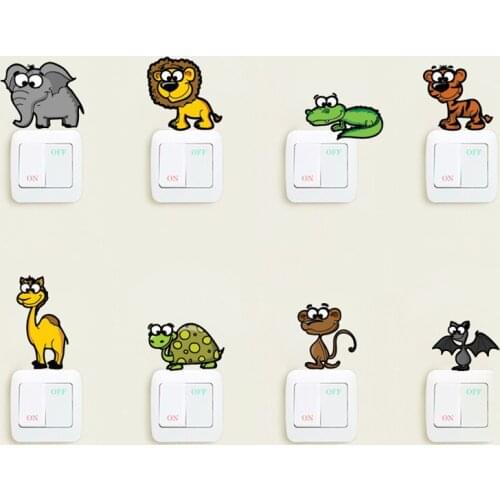Funny Animals Switch Stickers For Kids Room Bedroom Decoration Cartoon Safari Walls Mural Art Diy Pvc Home Decal