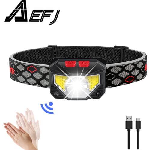 Mini Rechargeable XP-G2+COB LED Headlamp Body Motion Sensor Headlight Camping Flashlight red white Head Light Torch Lamp