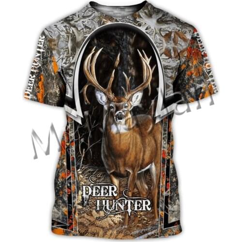 New Fashion Deer Hunter Animal Colorful Men/Women O-Neck T-shirt 3D Print Leisure Hip Hop / Beach Shorts / Tank / Oversized S-83