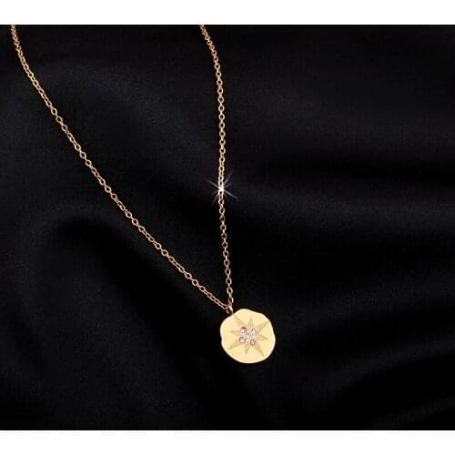 2020 New Stainless Steel Gold Star Crystal Choker Chain Charm Necklaces Pendant for Women Girl 18K New Design Jewelry Gift